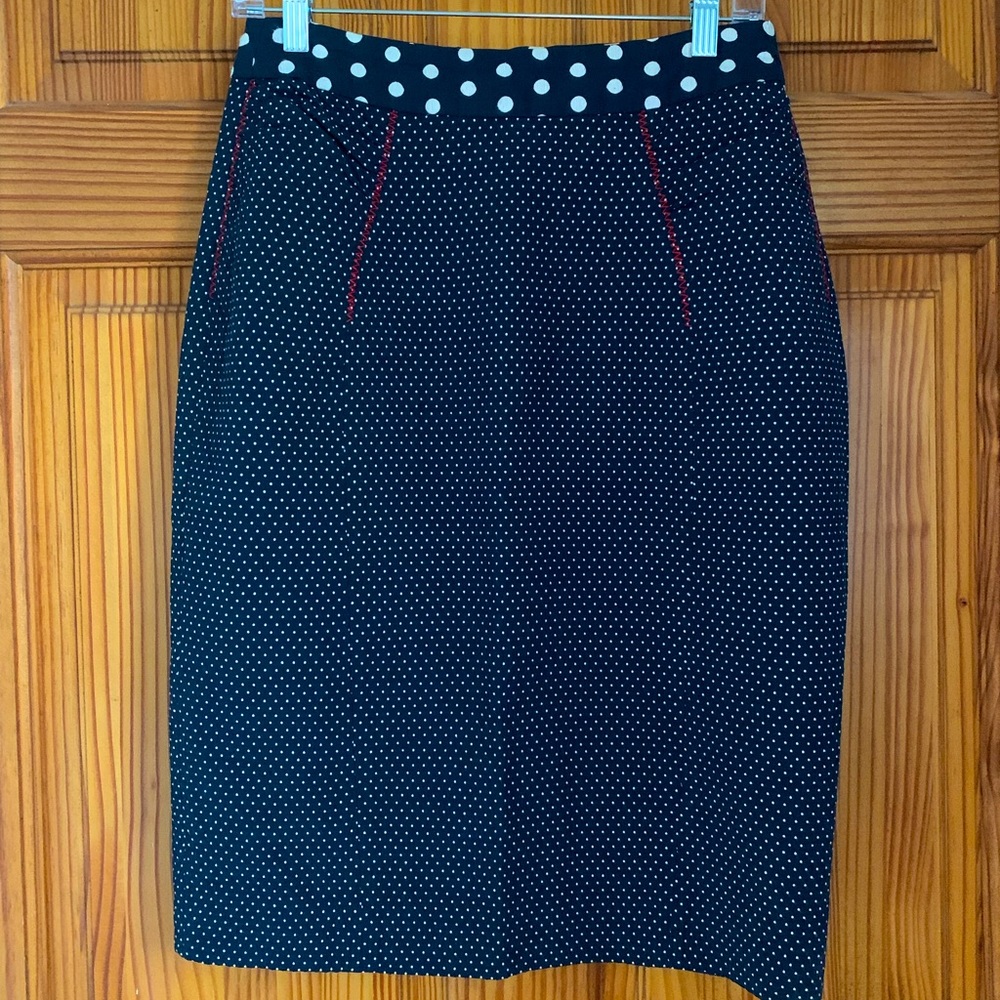 Anthropologie Baraschi Pencil Skirt Polka Dot sz 8